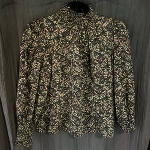 Veronica beard blue paisley floral cotton top size 0